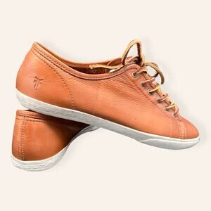 FRYE Brown Leather Low-Top Sneakers with Rawhide Laces – Size 8.5